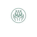 Icon of hands holding three people, symbolizing outsourced HR and employee management.