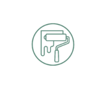 Icon of a paint roller, symbolizing painting and renovation services. Title: Painting Icon